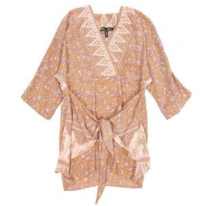 WINTER KATE Nicole Richie 100% Silk Jaya Mini Dress Boho Elephant Print Small